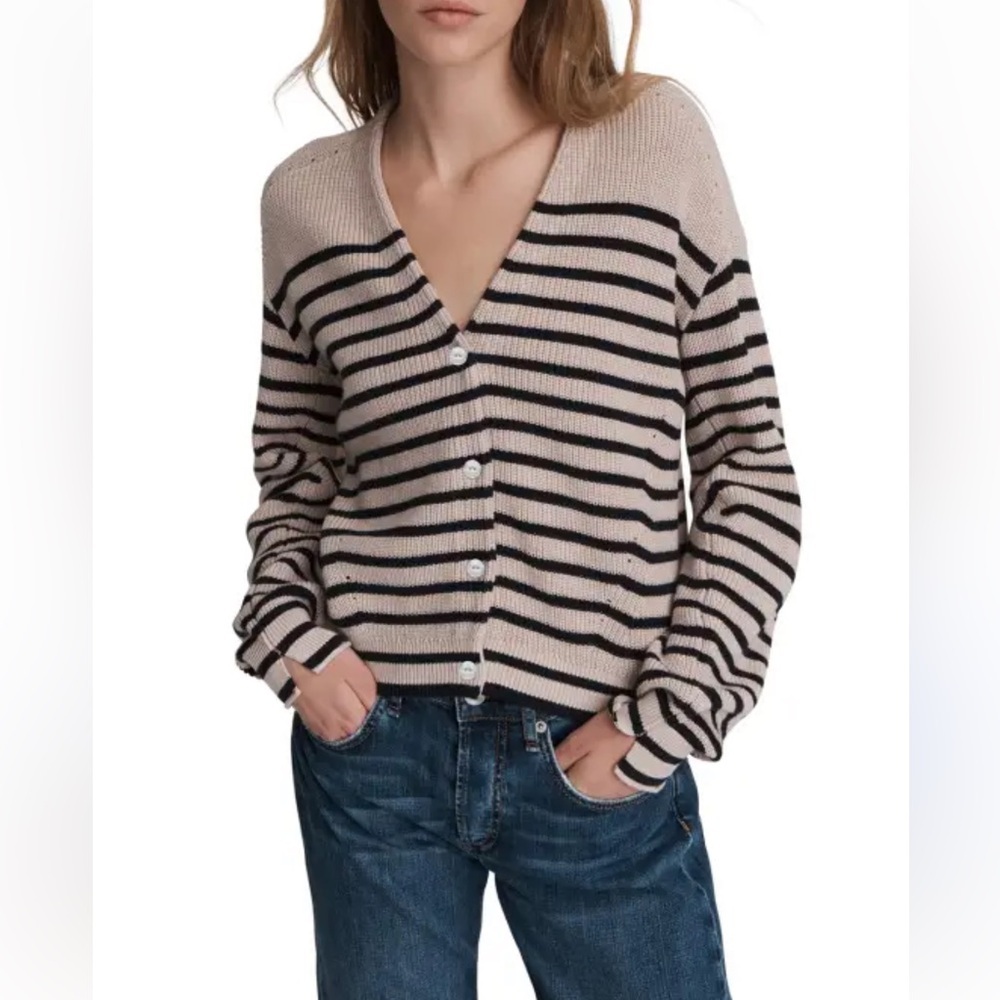 Rag & Bone Beige and Black Striped Cardigan. Size M